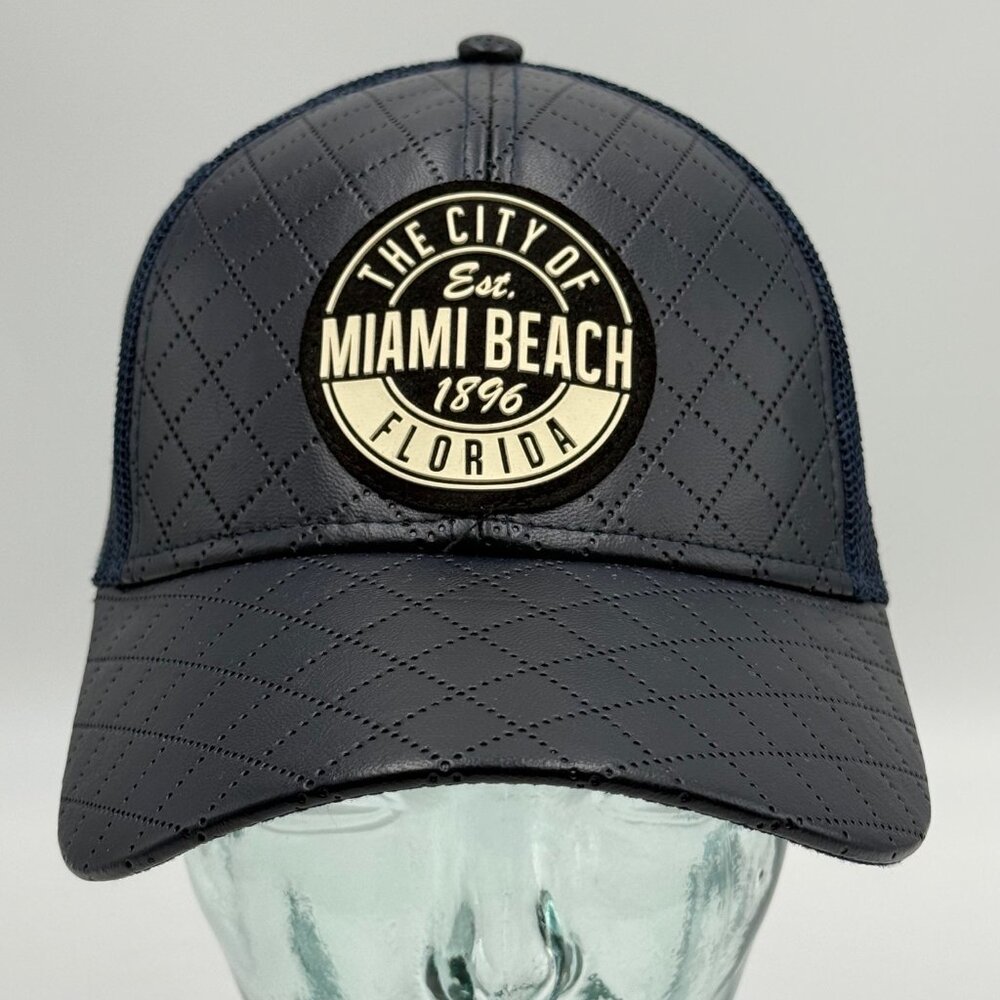 Essential Caps City of Miami Beach Florida Cap Snapback Hat One Sz Faux Leather